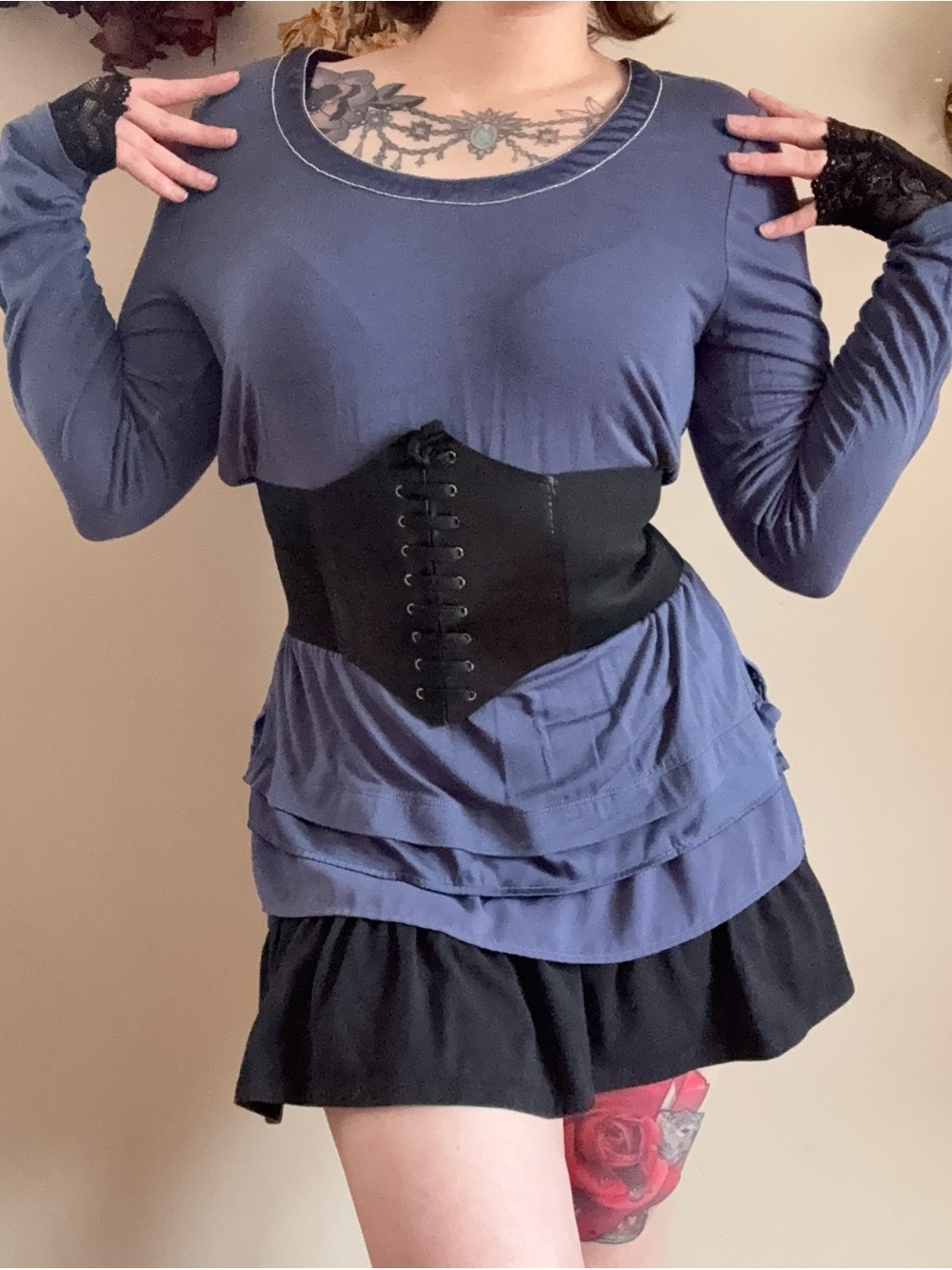 Fairycore Blue Layered Long Sleeve Top 💙🖤